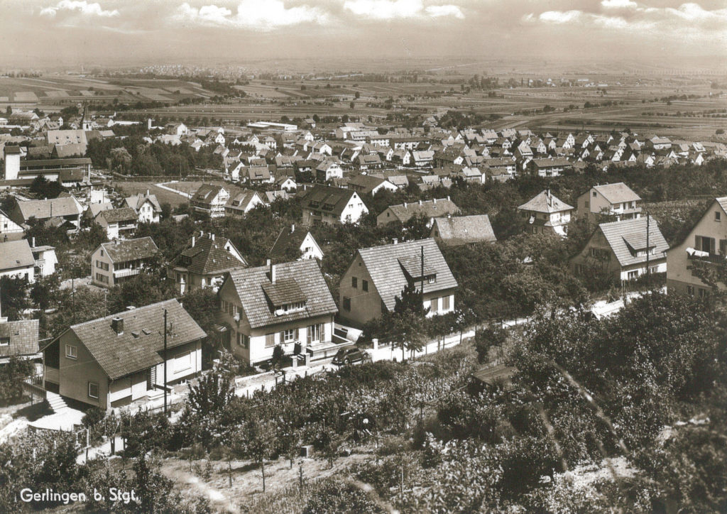 Blick auf Gerlingen von Süden her; im Vordergrund die Reiflestraße (ca. 1955-60)