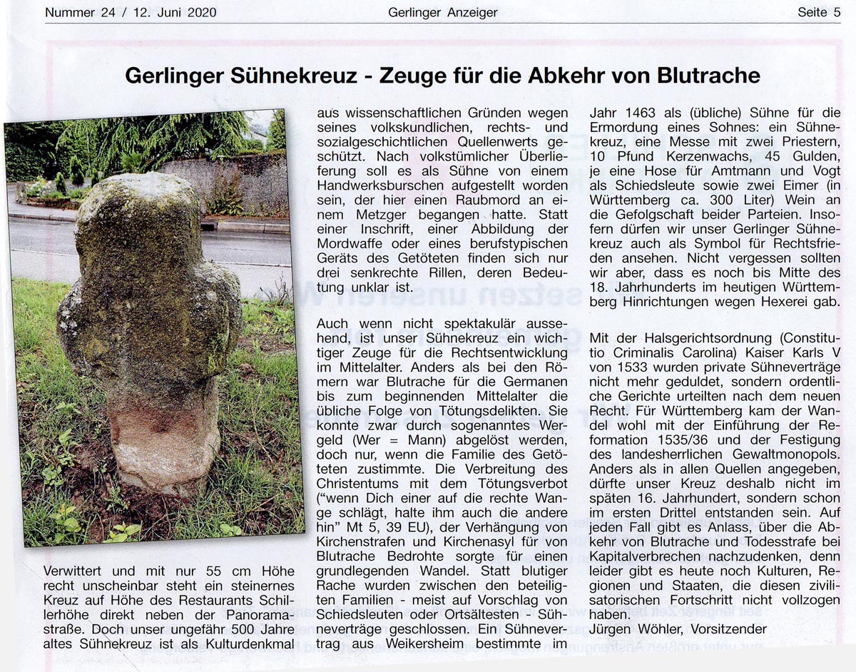 Gerlinger Anzeiger vom 12.06.2020